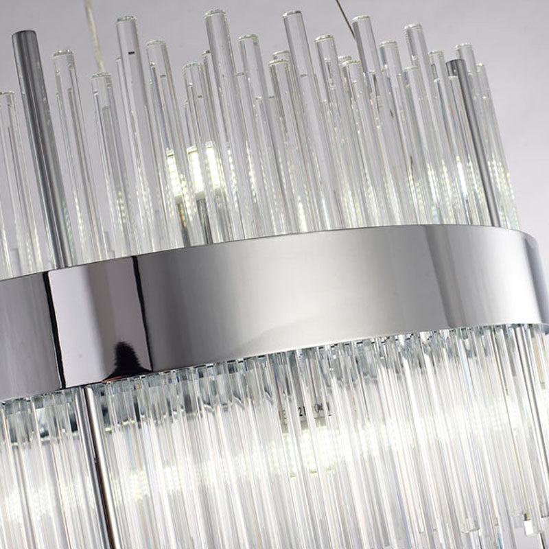 Chrome Halo Frame Chandelier with Clear Glass Rods