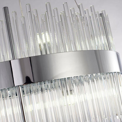 Chrome Halo Frame Chandelier with Clear Glass Rods