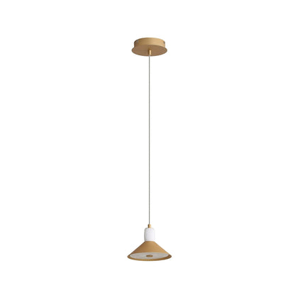 Spanish Alabaster & Aluminum One-Light Chandelier