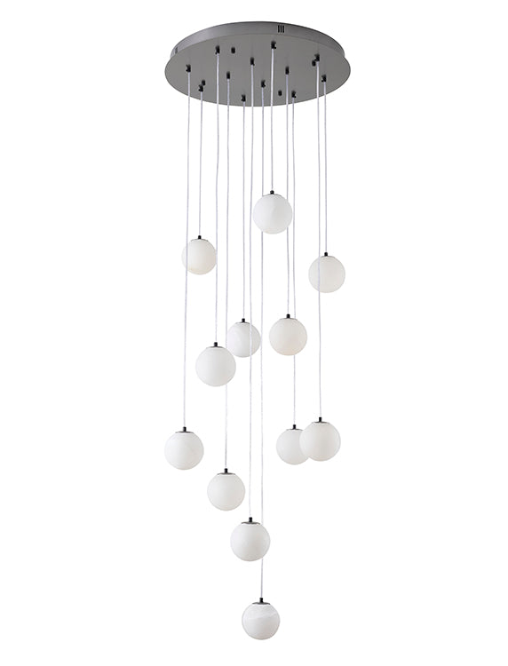 Black Chandelier With Alabaster Pendants