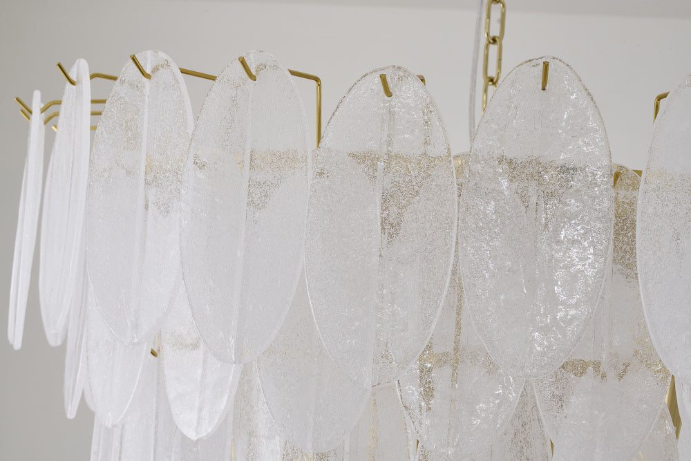 Brass Chandelier with Frosted Glass Shades