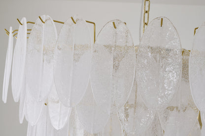 Brass Chandelier with Frosted Glass Shades