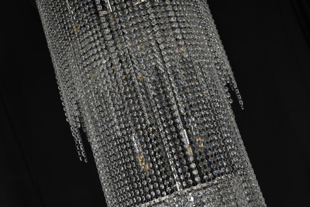 Chrome Flushed Chandelier featuring Clear Hanging Crystals