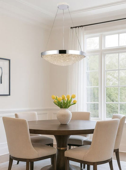 Chrome Crystal Basket Chandelier