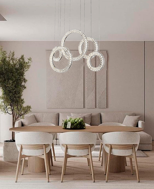 Five Clear Crystal Ring LED Chandelier