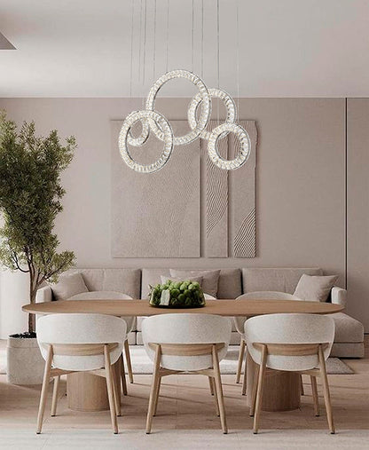 Five Clear Crystal Ring LED Chandelier