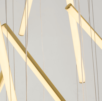 Brass Metal LED Chandelier With White Acrylic Diffusers