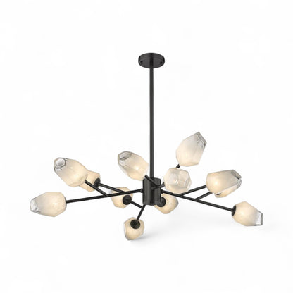 Gold Branch Chandelier with White Glass Shades