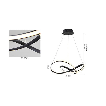 Black LED Chandelier – Modern Aluminum Ring Pendant Light