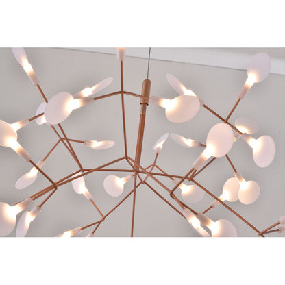 Matte Copper Branch Chandelier With White ACRYLIC Shades