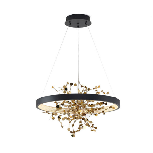 Sand Black LED Chandelier with Gold Confetti Interior – 24"