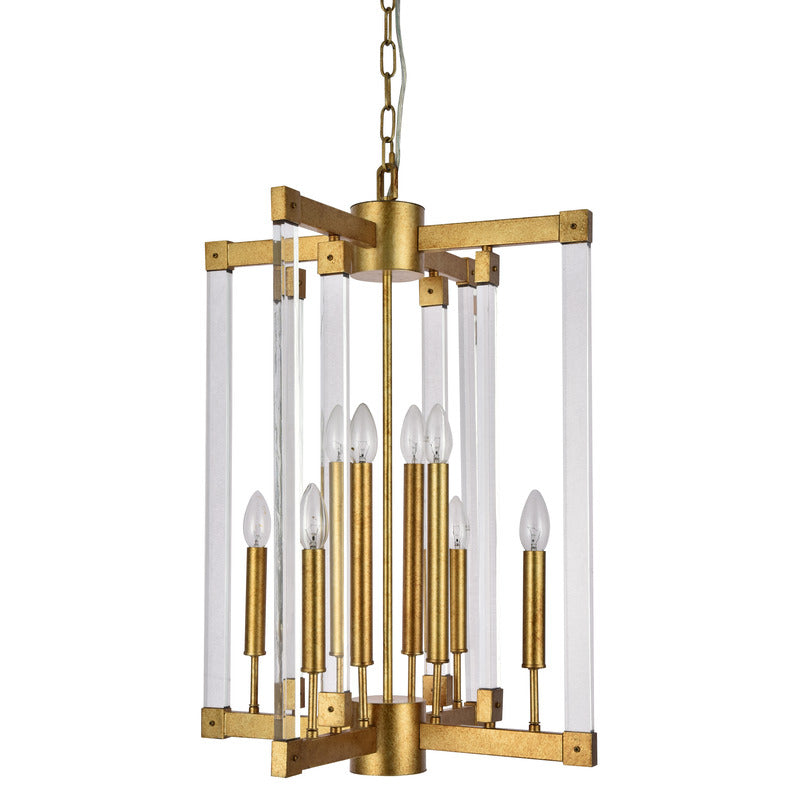 Antique Gold Chandelier With Clear Acrylic Arms
