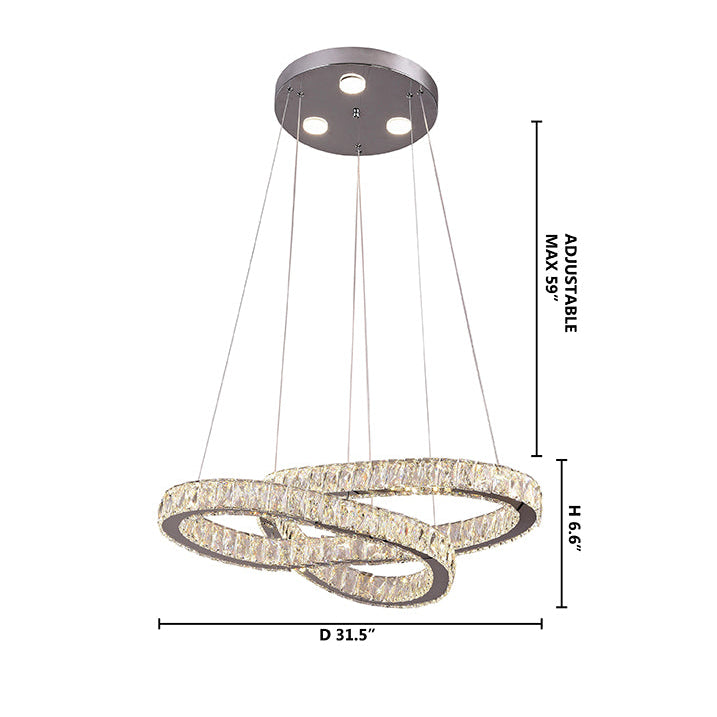 Clear Crystal Double Twisted Ring LED Chandelier
