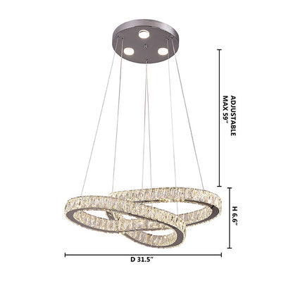 Clear Crystal Double Twisted Ring LED Chandelier