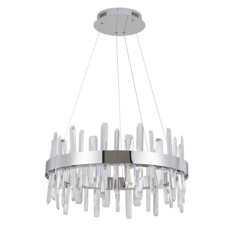 Chrome LED Chandelier With Clear Crystals