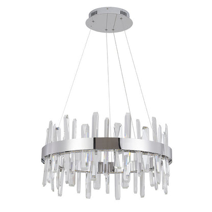 Chrome LED Chandelier With Clear Crystals