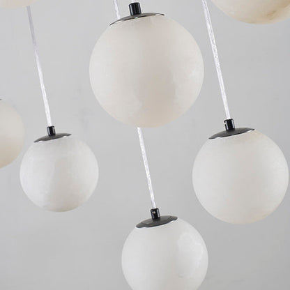 Black Chandelier With Alabaster Pendants