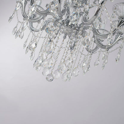 Chrome Chandelier With CLEAR Hanging Crystals