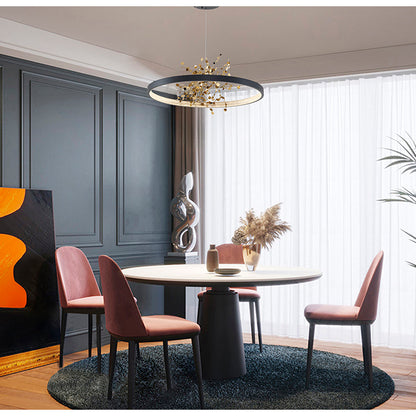 Ring LED Chandelier with Mirror Gold Sparkle