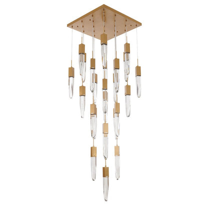 Flushed Chrome Frame Chandelier with Clear Bubble Hanging Crystal Pendants