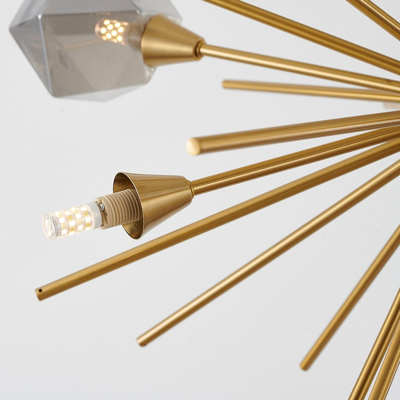 Elegant Iron Frame with Smoke Glass Shades & Adjustable Hanging Rods