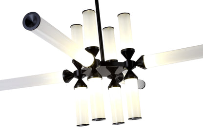 Black Aluminium Chandelier With White Glass Shades