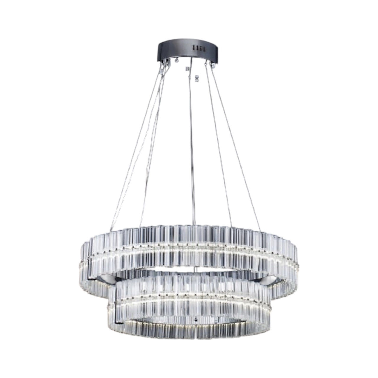 Two-Tier Glass Halo LED Ceiling Fixture with Chrome Hardware