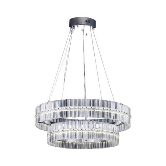 Two-Tier Glass Halo LED Ceiling Fixture with Chrome Hardware