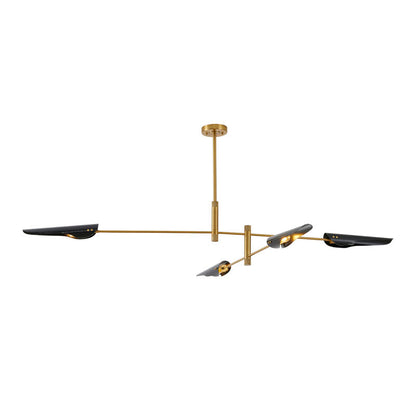 Gold Brass Chandelier With Black Shades