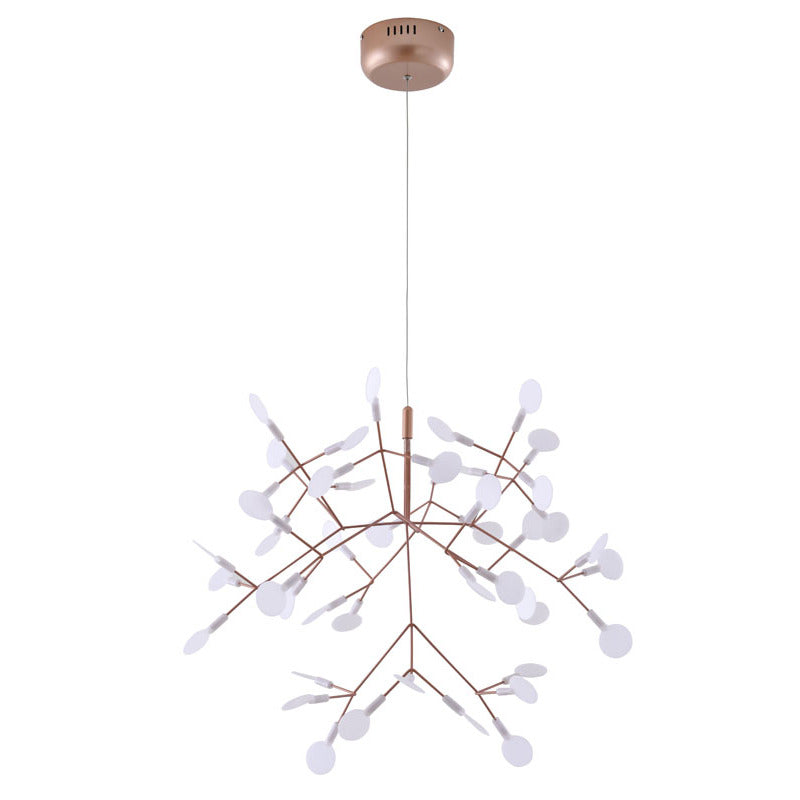 Matte Copper Branch Chandelier With White ACRYLIC Shades