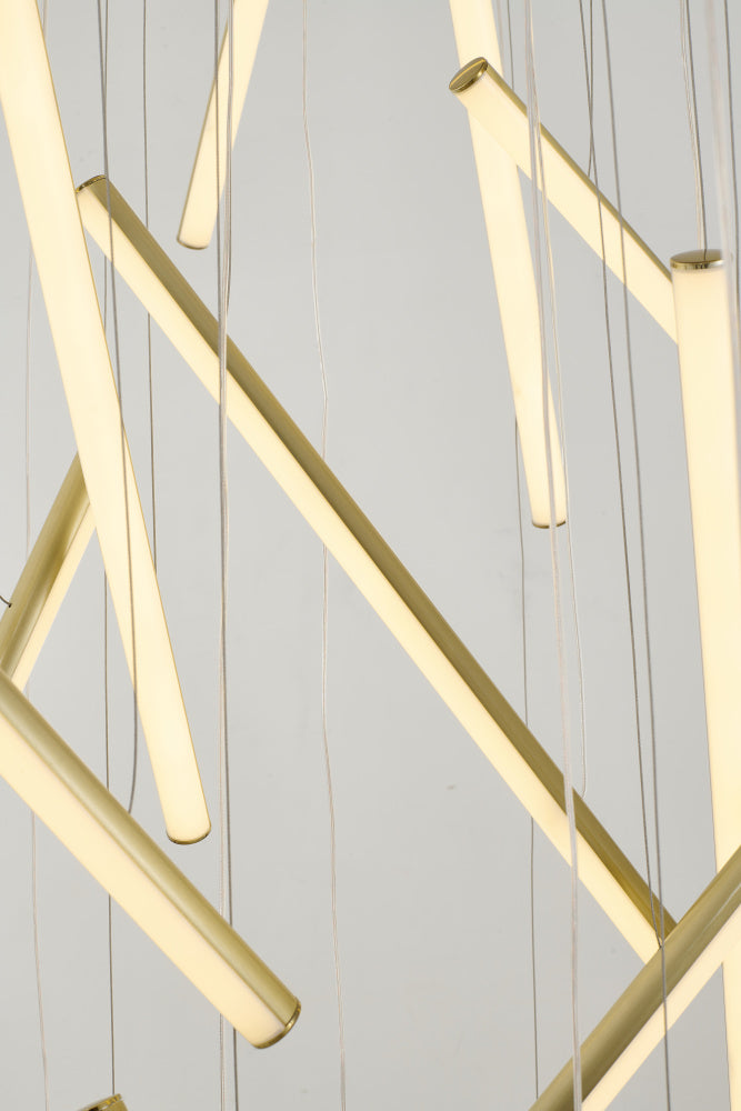 Brass Metal LED Chandelier With White Acrylic Diffusers
