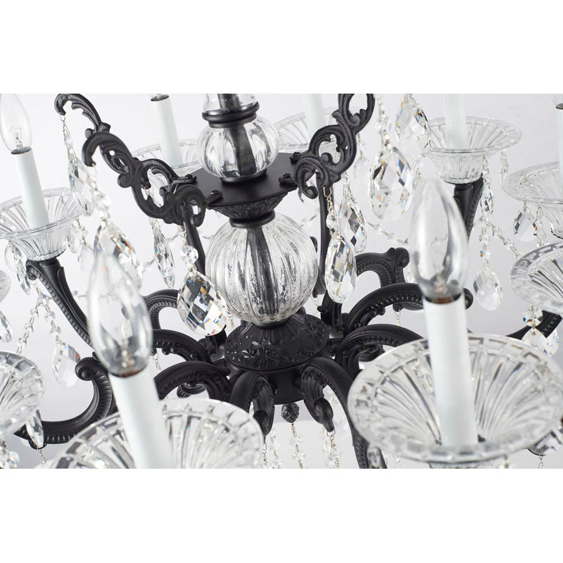Satin Black 10-Light Crystal Chandelier