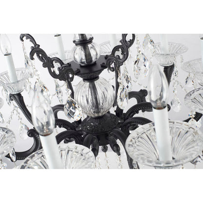 Satin Black 10-Light Crystal Chandelier