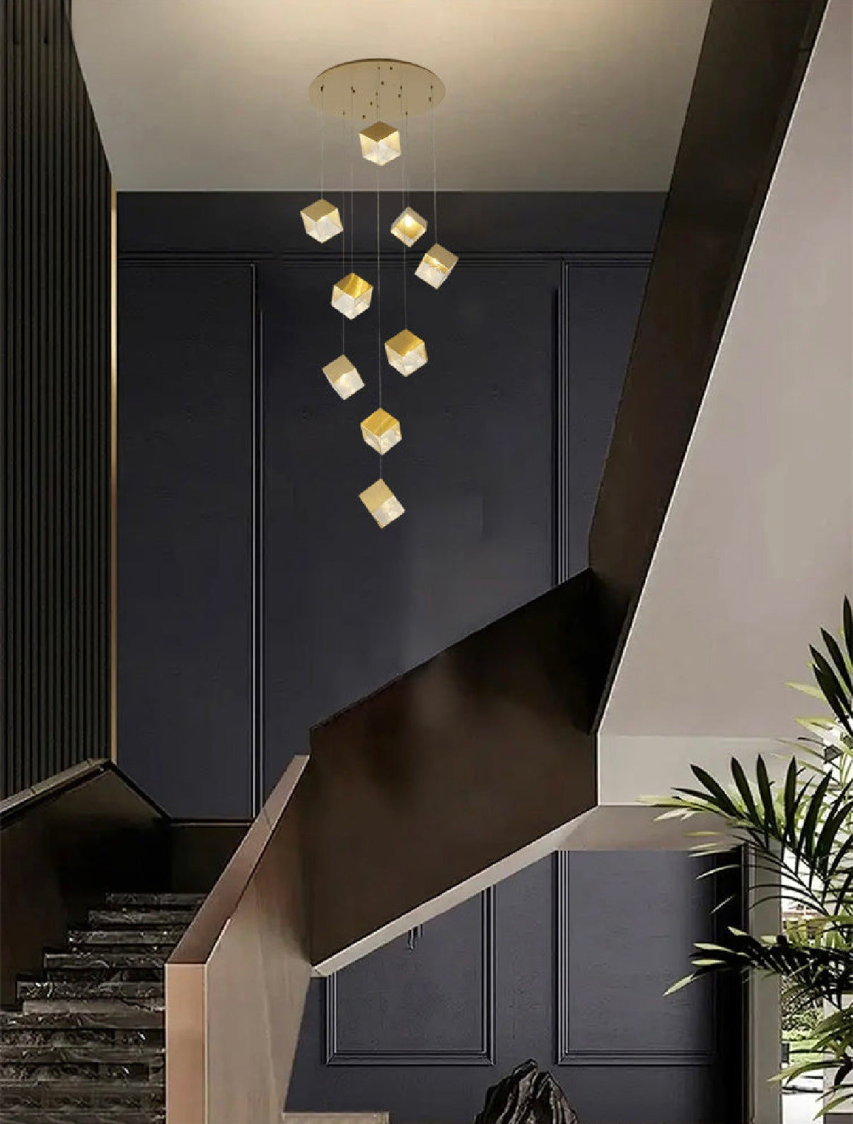 Round Satin Black Frame Chandelier