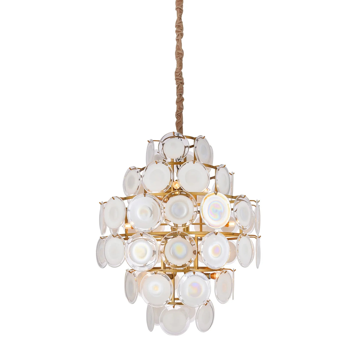 Isla Chandelier | Frosted Glass Disks with Gold Finished Metal