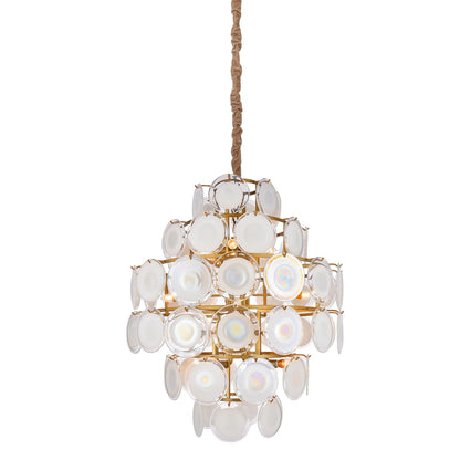 Isla Chandelier | Frosted Glass Disks with Gold Finished Metal