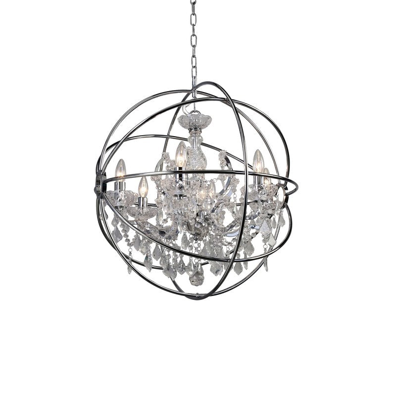 Clear Crystal Chandelier with Chrome/Black Cage Frame