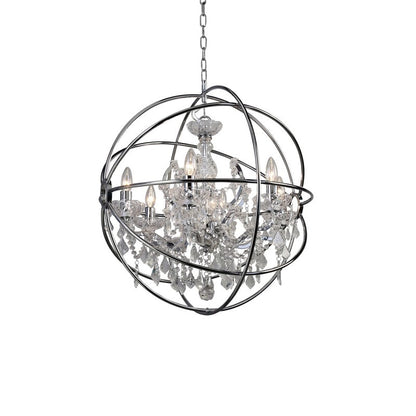 Clear Crystal Chandelier with Chrome/Black Cage Frame