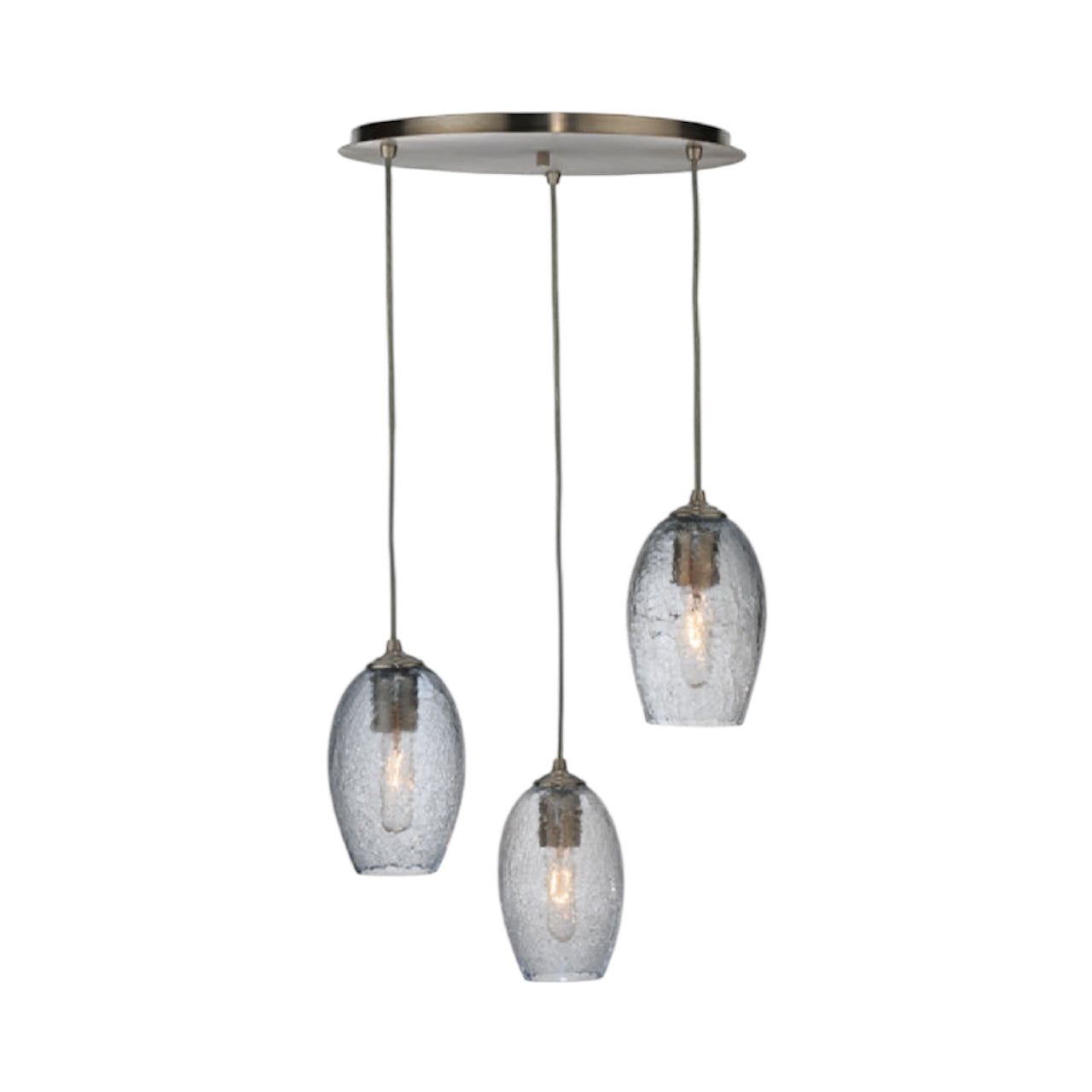 20"W Crackle Orb 3 LT Mouth Blown Cascading Pendant by Meyda Lighting