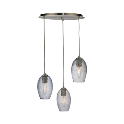 20"W Crackle Orb 3 LT Mouth Blown Cascading Pendant by Meyda Lighting