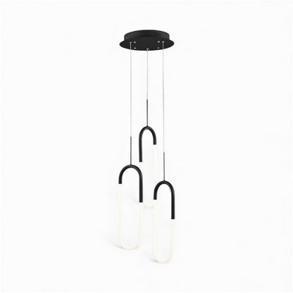 LED Three Clips Matte Black Chandelier