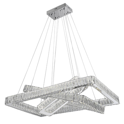 Crystal Elegance LED Chandelier with 3 Rectangles