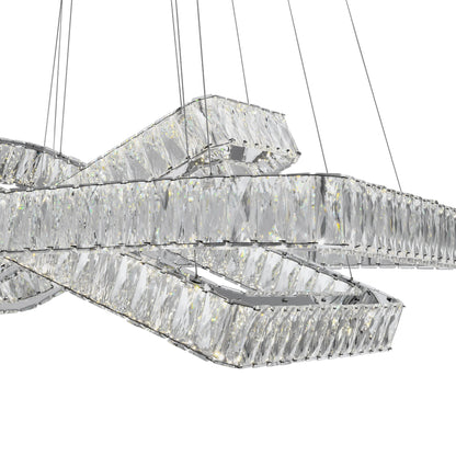 Crystal Elegance LED Chandelier with 3 Rectangles
