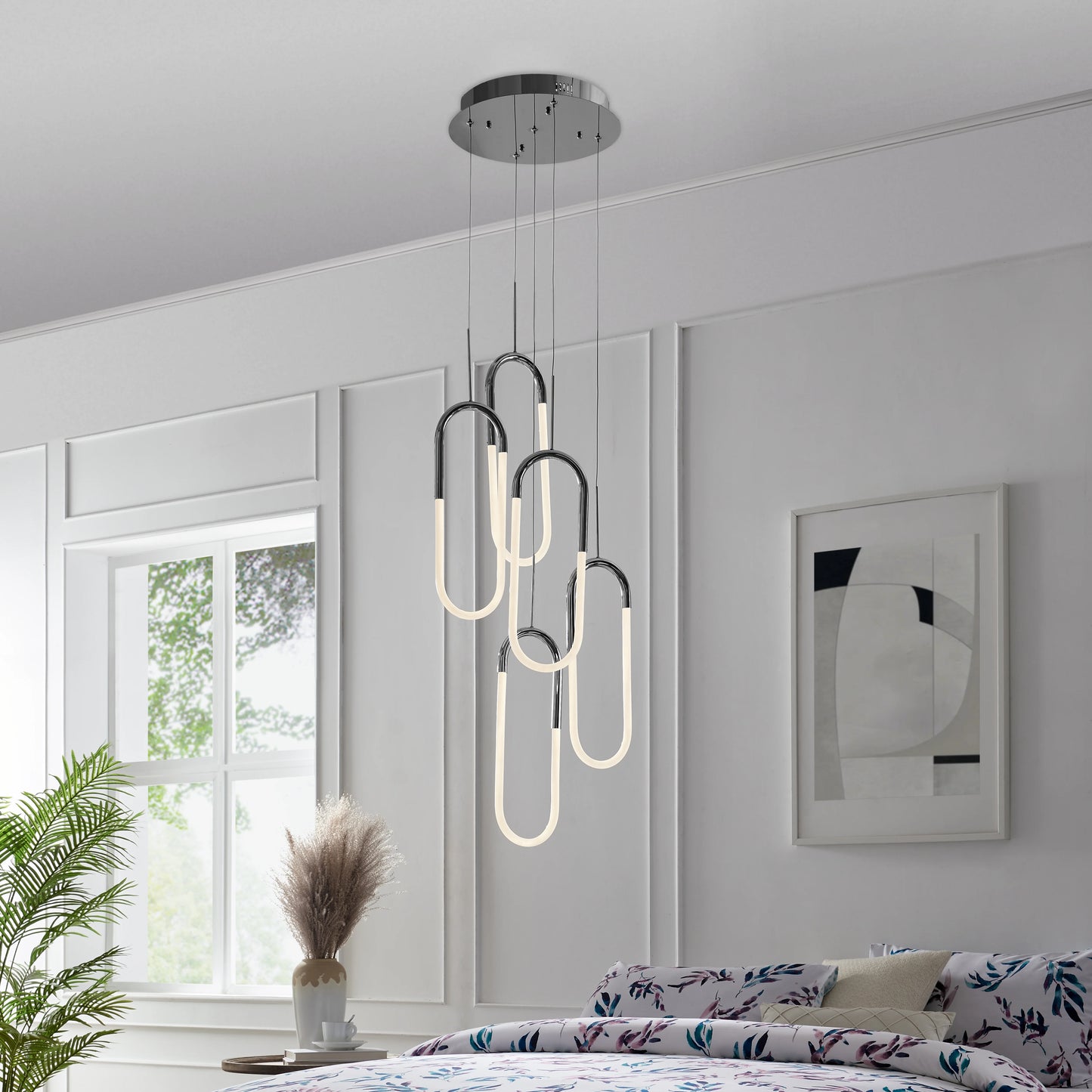 LED Five Clips Chrome Chandelier