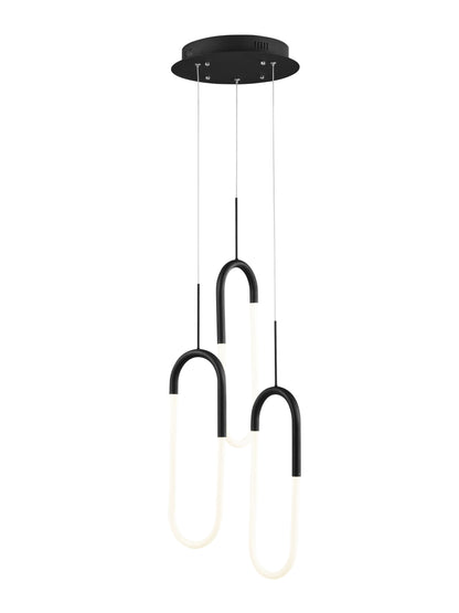 LED Three Clips Matte Black Chandelier