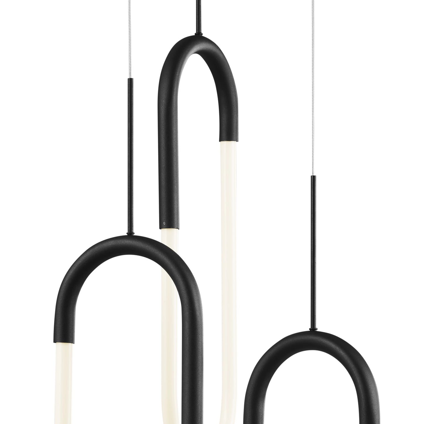 LED Three Clips Matte Black Chandelier