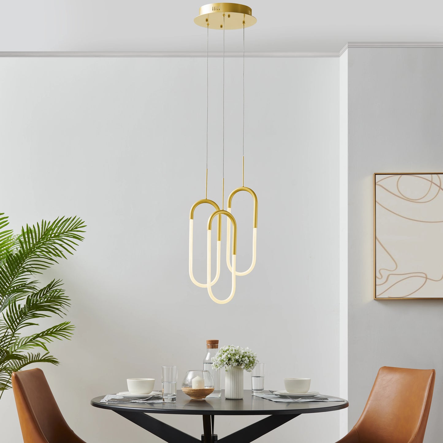 LED Three Clips Sandy Gold Chandelier