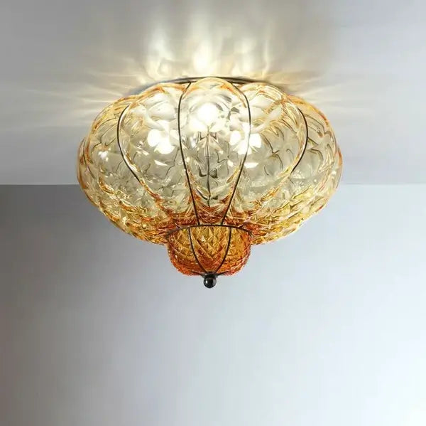 Venetian Glass Flushmount - Amber - Front view