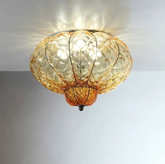 Venetian Glass Flushmount - Amber - Front view