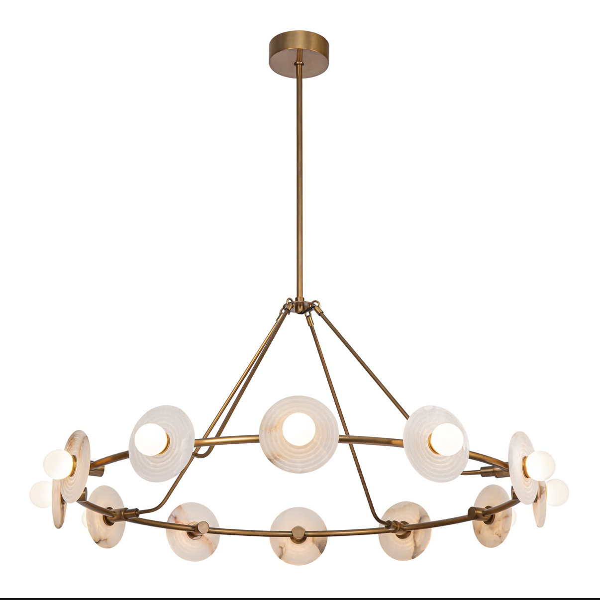 Dahlia|46in |Ch|Vintage Brass|Alabaster|40W|Led|90|3000K|Dc Led